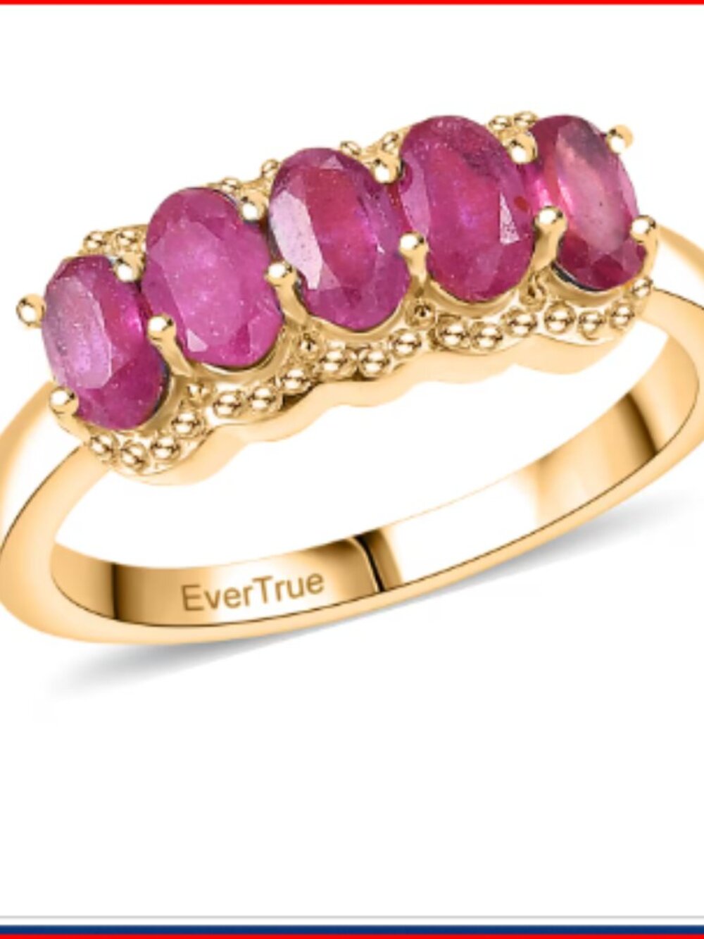 Niassa Ruby (FF) 5 Stone Band Ring in 18K YG Plated